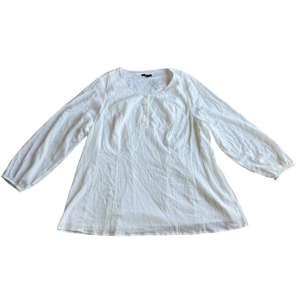 NWT‎ Lane Bryant Size 24 Plus Size Classic White Casual Simple Blouse Essential